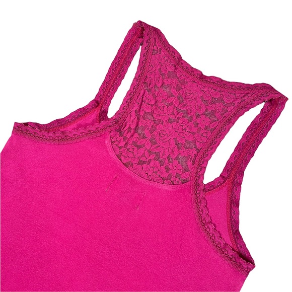 4/$32 Hollister large hot pink tank w/ lace Mossimo large black spaghetti strap - Picture 6 of 16